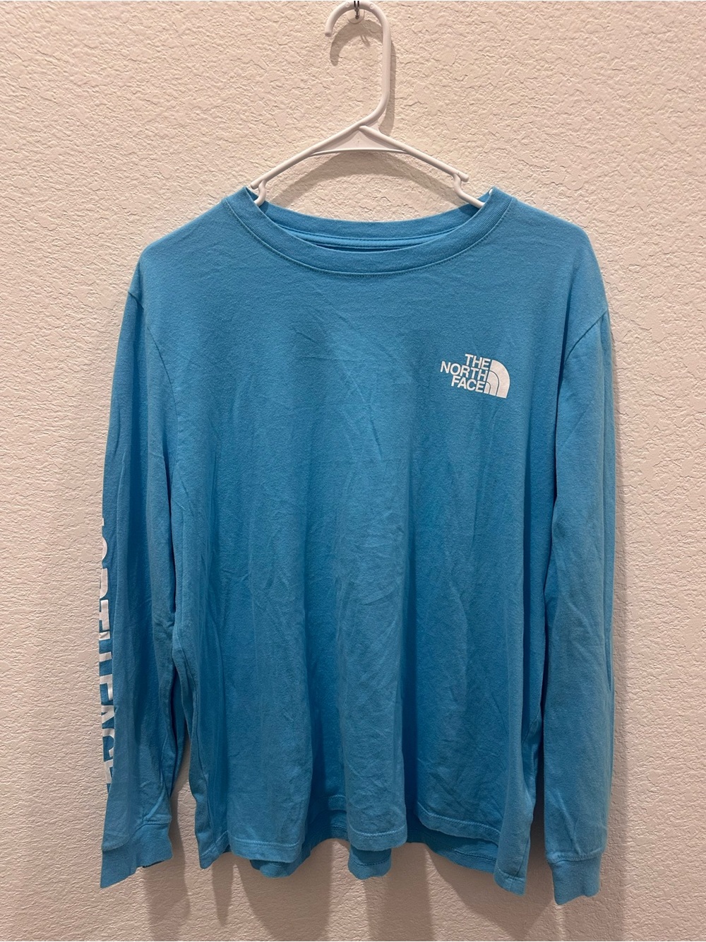 The North Face Women's Long-Sleeve Tee - Turquoise Blue with White Logo